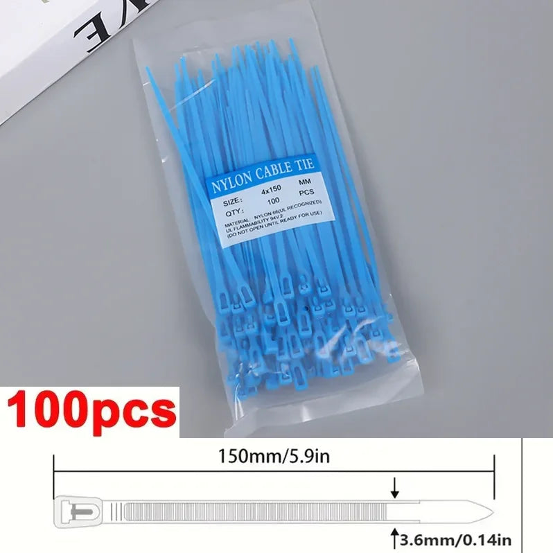 100Pcs Reusable Nylon Cable Ties 3.6x150mm, Lock Loop, Removable, Mixed Colors(Black&White) for Home Office Organization