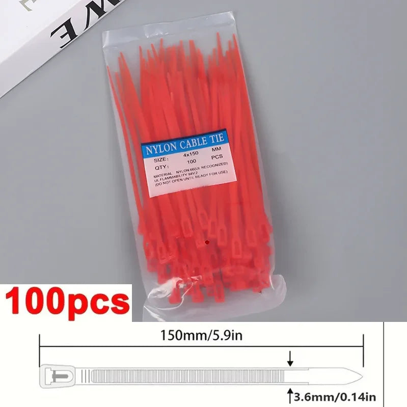 100Pcs Reusable Nylon Cable Ties 3.6x150mm, Lock Loop, Removable, Mixed Colors(Black&White) for Home Office Organization