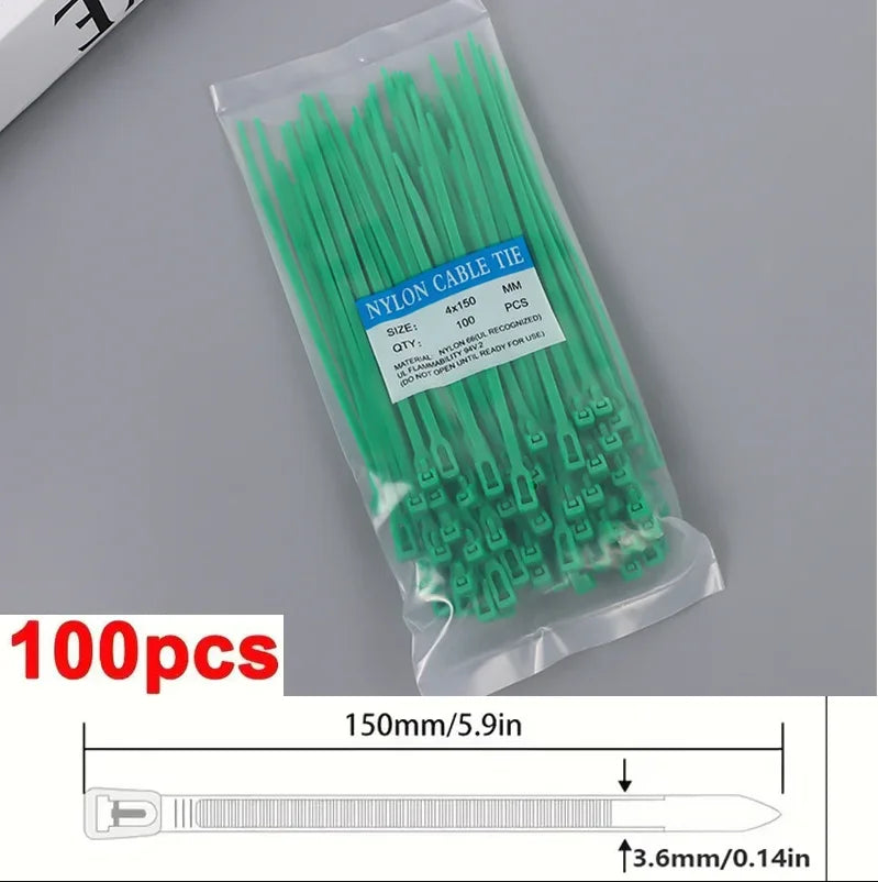 100Pcs Reusable Nylon Cable Ties 3.6x150mm, Lock Loop, Removable, Mixed Colors(Black&White) for Home Office Organization