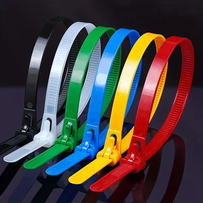 100Pcs Reusable Nylon Cable Ties 3.6x150mm, Lock Loop, Removable, Mixed Colors(Black&White) for Home Office Organization