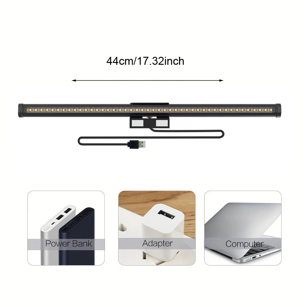 LED Monitor Light Bar Computer Screen Hanging Lights RGB  Atmosphere Table Lamp For Work Study Read Gaming Dimming Lighting 44cm