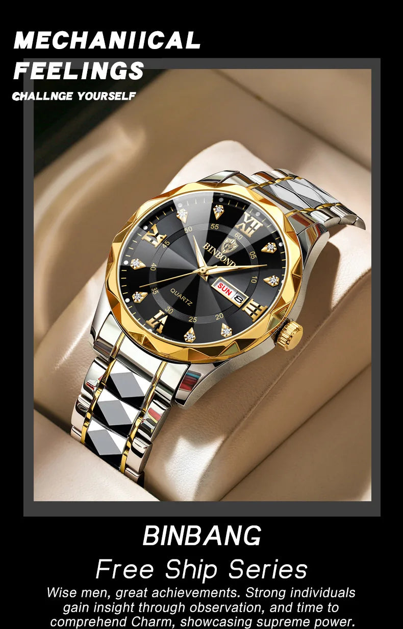BINBOND Top Brand Luxury Fashion Watch Men Waterproof Week Date Clock Sport Watch Men Quartz Wristwatch Relogio Masculino B2521