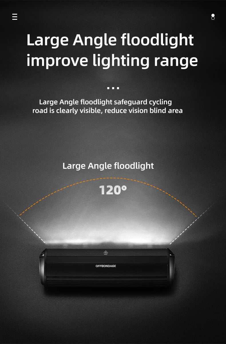 OFFBONDAGE Bicycle Light Front 2600Lumen Bike Light 8000mAh Waterproof Flashlight USB Charging MTB Road Cycling Lamp Accessories