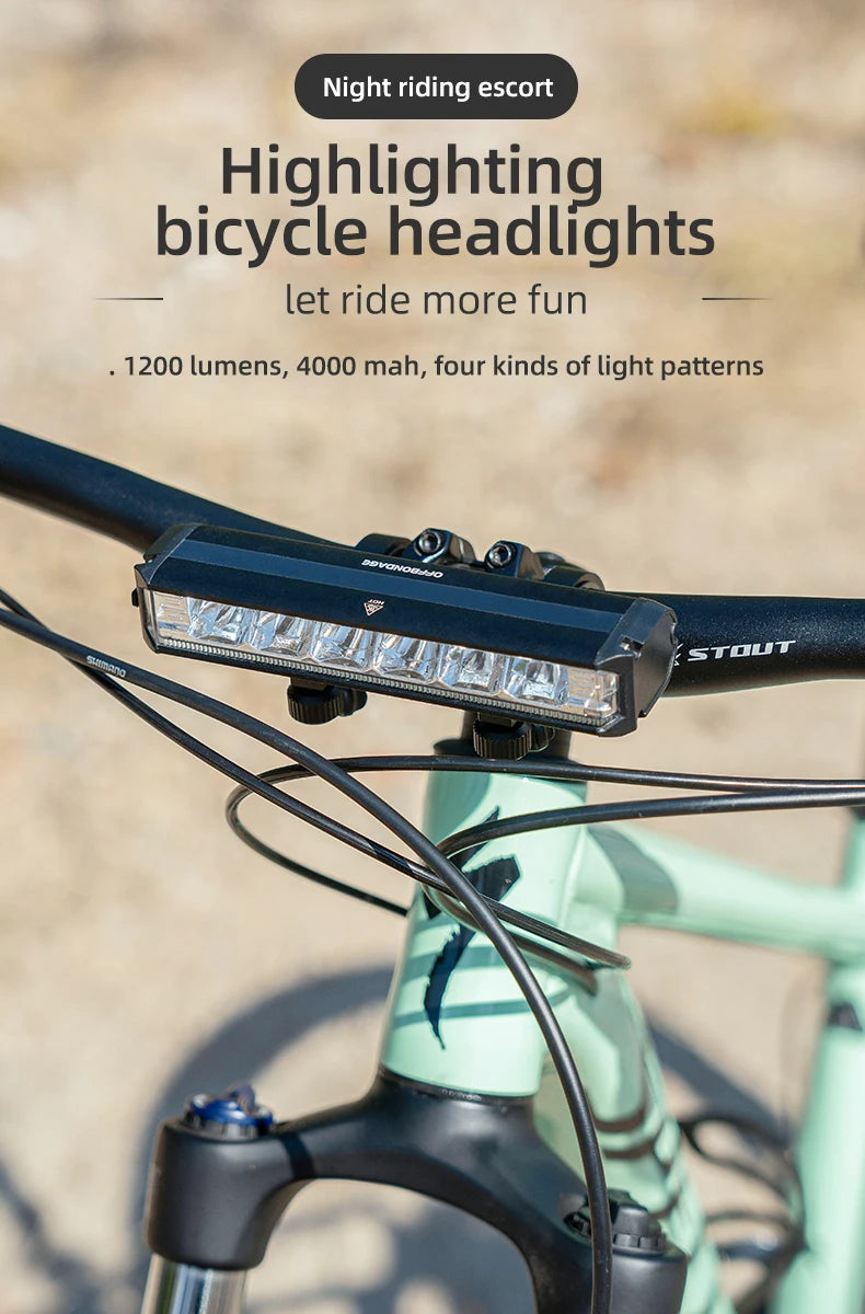 OFFBONDAGE Bicycle Light Front 2600Lumen Bike Light 8000mAh Waterproof Flashlight USB Charging MTB Road Cycling Lamp Accessories