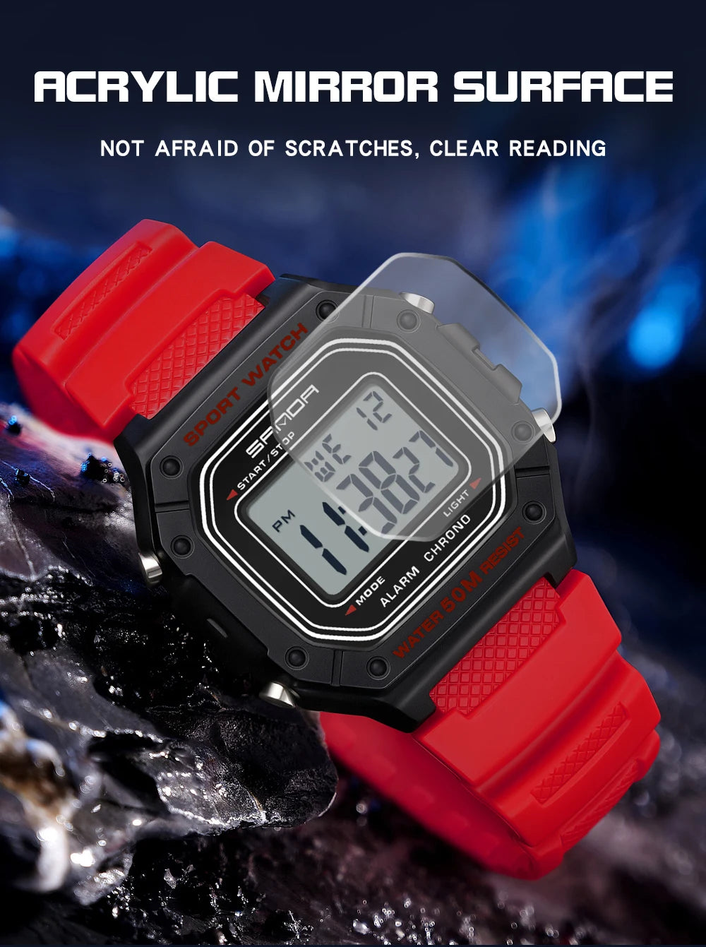 SANDA 2156 Fashion Mens Watch Military Water Resistant Sport Watches Army Big Dial Led Digital Wristwatches Stopwatches For Male