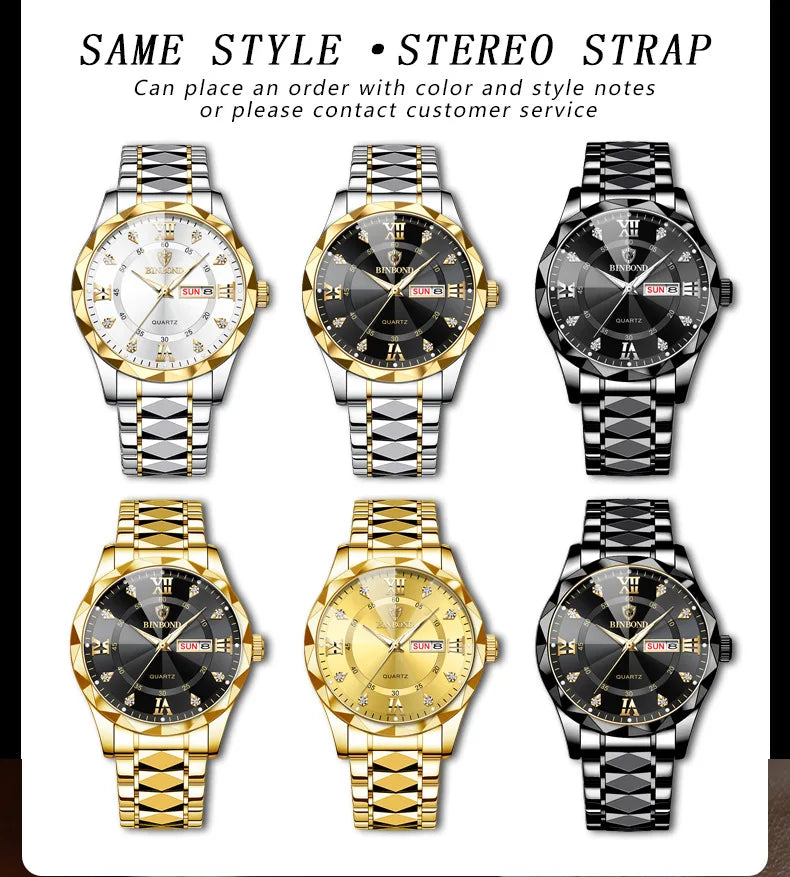 BINBOND Top Brand Luxury Fashion Watch Men Waterproof Week Date Clock Sport Watch Men Quartz Wristwatch Relogio Masculino B2521