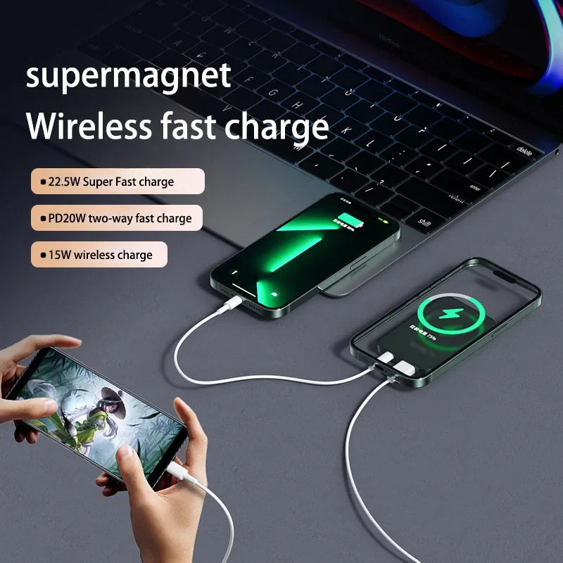200000mAH Power Bank Magnetic Wireless 22.5W Ultra Capacity Super Fast Charging Magnetic Power Bank For Iphone16 Samsung Xiaomi
