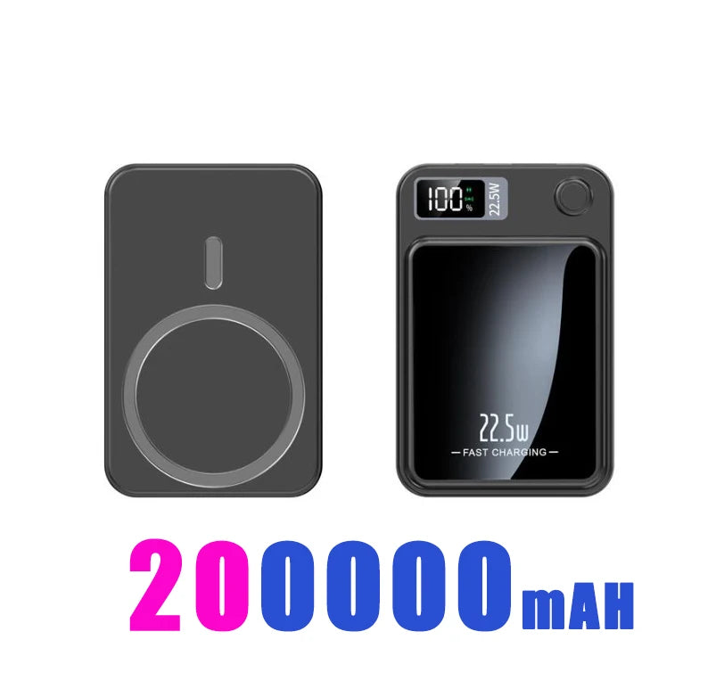 200000mAH Power Bank Magnetic Wireless 22.5W Ultra Capacity Super Fast Charging Magnetic Power Bank For Iphone16 Samsung Xiaomi