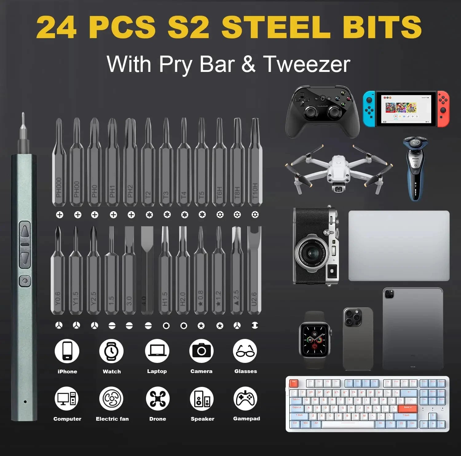 30 in 1 Precision Electric Screwdriver Set Magnetic Phillips Torx Screw Driver Bits Professional Repair Tools for iPhone PC DIY