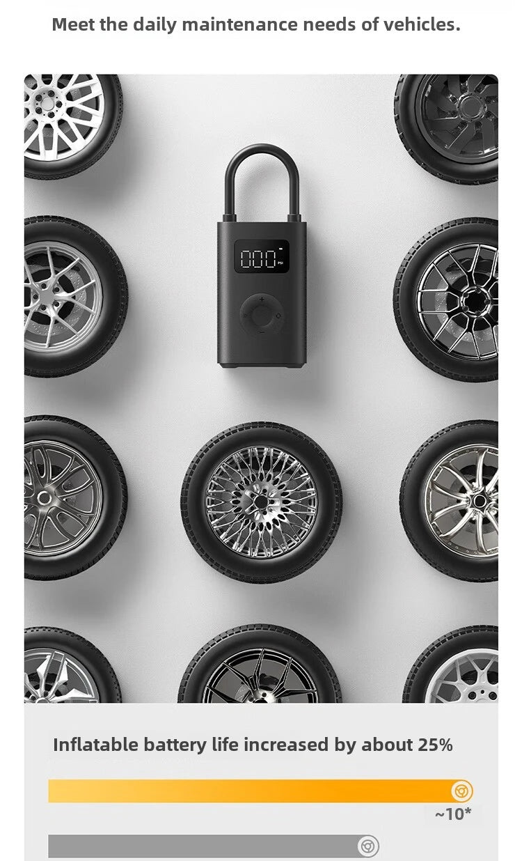 Xiaomi Mijia Air Pump 2 Car Inflator Car Bicycle Inflator Tire Pressure Detection Preset Pressure 150Psi 2000Mah Rechargeable