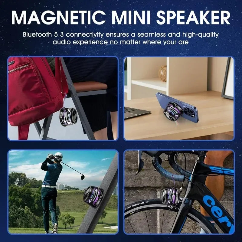 VIKEFON Bluetooth Speaker with Multi-RGB Color Light and Magnetic Phone Holder for Shower Room Bike Car Outdoor Gifts for Teens