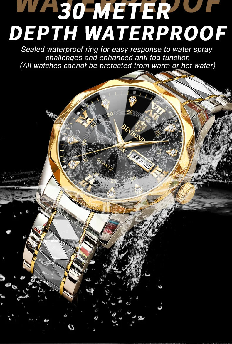 BINBOND Top Brand Luxury Fashion Watch Men Waterproof Week Date Clock Sport Watch Men Quartz Wristwatch Relogio Masculino B2521