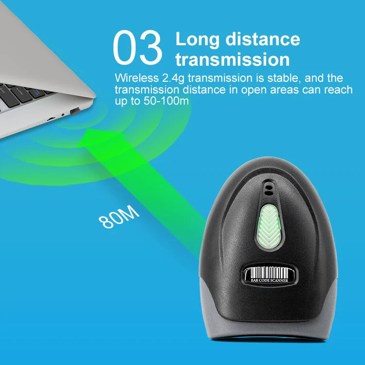 1D/2D Barcode Reader USB Wired/Wireless 2.4G WIFI Bluetooth Handheld Bar Code QR Code Scanner CMOS Image High-speed Decoding