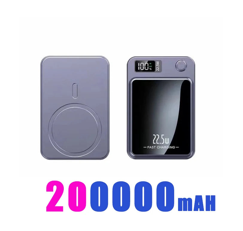 200000mAH Power Bank Magnetic Wireless 22.5W Ultra Capacity Super Fast Charging Magnetic Power Bank For Iphone16 Samsung Xiaomi