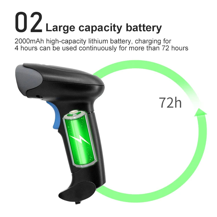 1D/2D Barcode Reader USB Wired/Wireless 2.4G WIFI Bluetooth Handheld Bar Code QR Code Scanner CMOS Image High-speed Decoding