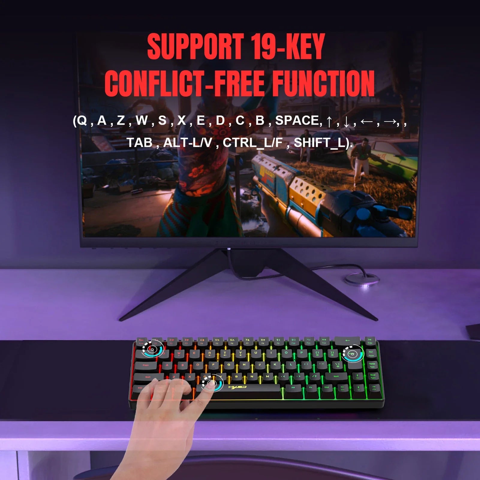 H61K Mechanical k Wired Streamer Mini Gaming Keyboard 19-Key Conflict-Free Membrane Keyboard but Mechanical Feel for Game/Office