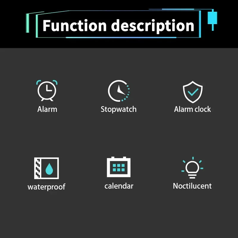 Multifunction Men's Sports Watch Waterproof Luminous Alarm Clock Men LED Digital Watch Large dial Electronic Wristwatch for Man