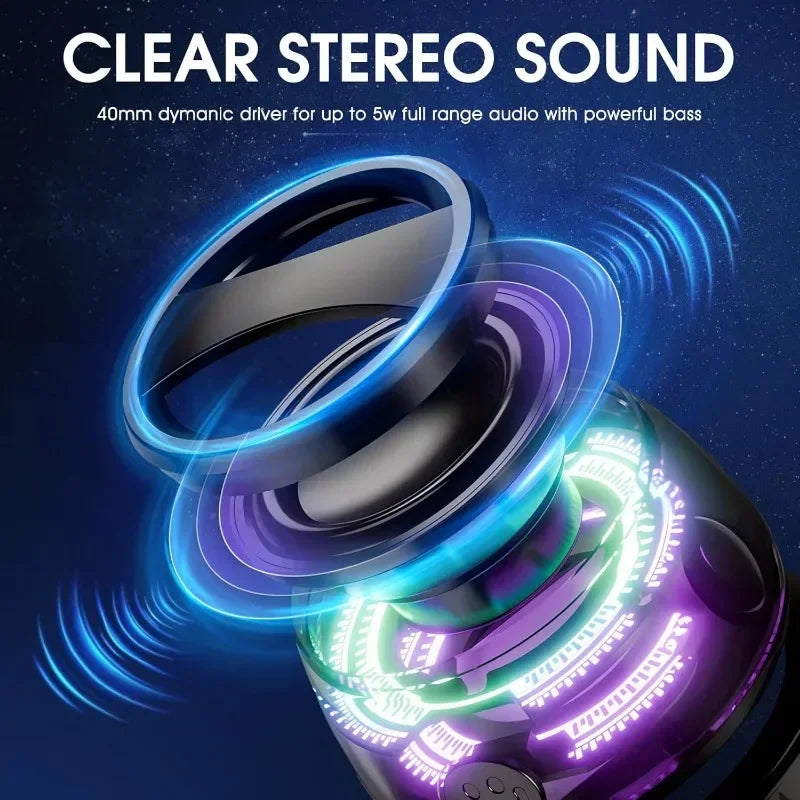 VIKEFON Bluetooth Speaker with Multi-RGB Color Light and Magnetic Phone Holder for Shower Room Bike Car Outdoor Gifts for Teens