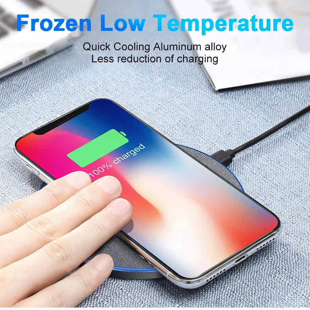 Ultra-Thin Fast Wireless Charger Pad for Samsung Galaxy S24 S23 S22 iPhone 15 14 13 Pro Max Wireless Induction Charging Station