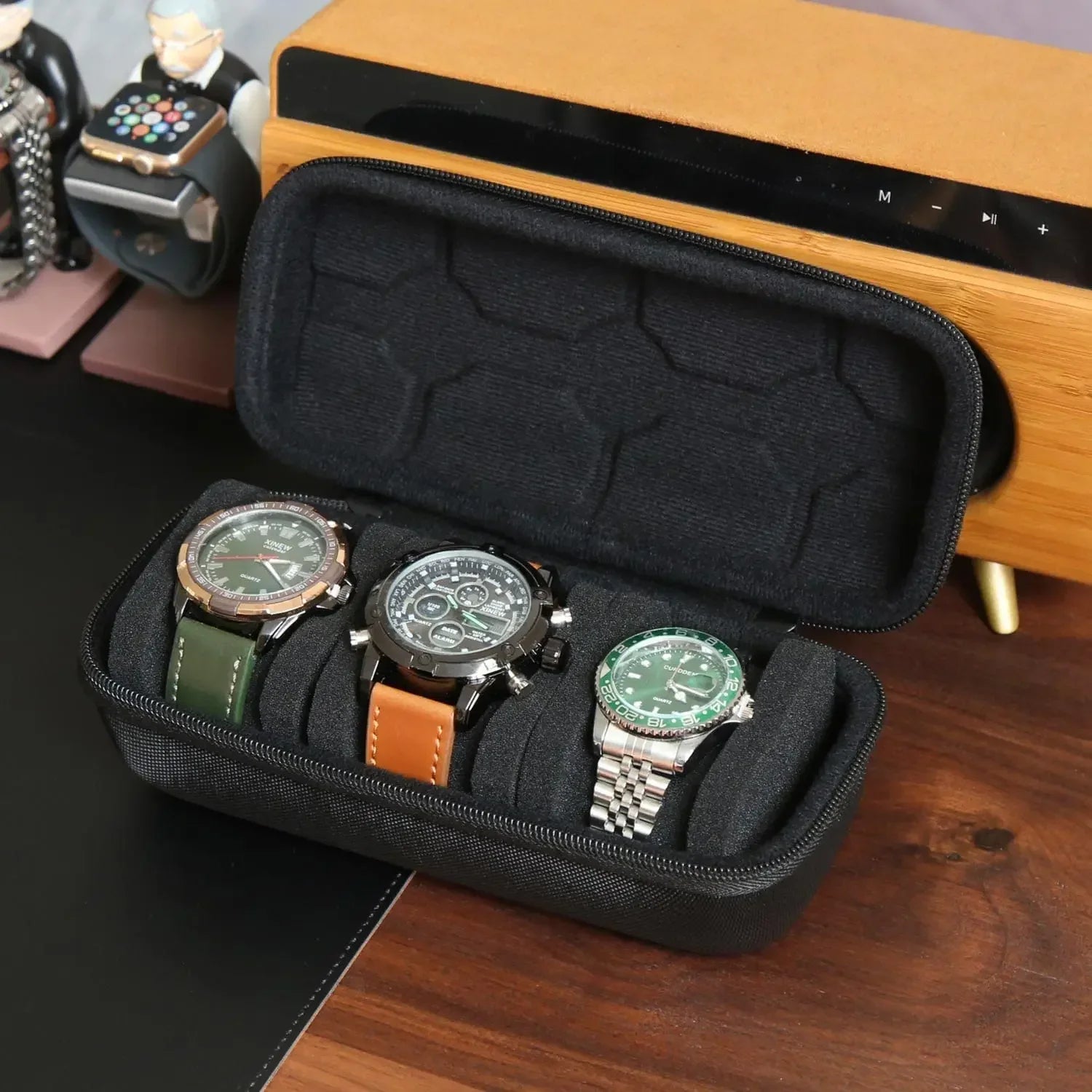 Watch Box Organizer For Men or Women,Watch Travel Case Portable Storage Watch Display Holder for Wristwatches and Smart Watches