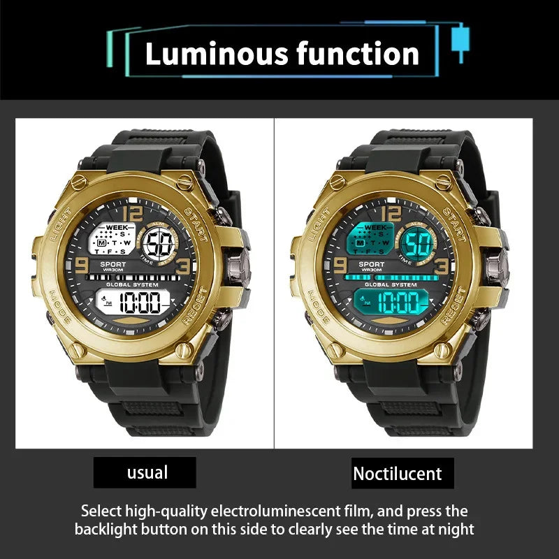 Multifunction Men's Sports Watch Waterproof Luminous Alarm Clock Men LED Digital Watch Large dial Electronic Wristwatch for Man
