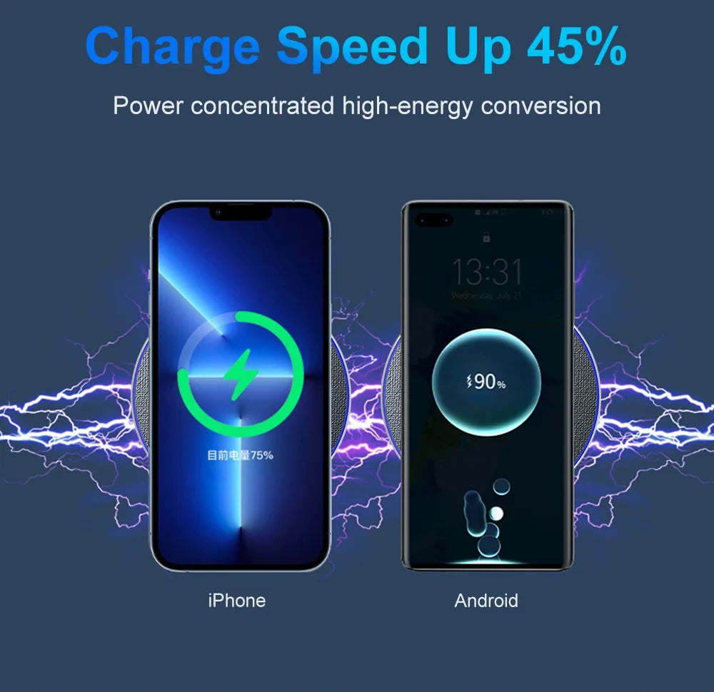 Ultra-Thin Fast Wireless Charger Pad for Samsung Galaxy S24 S23 S22 iPhone 15 14 13 Pro Max Wireless Induction Charging Station