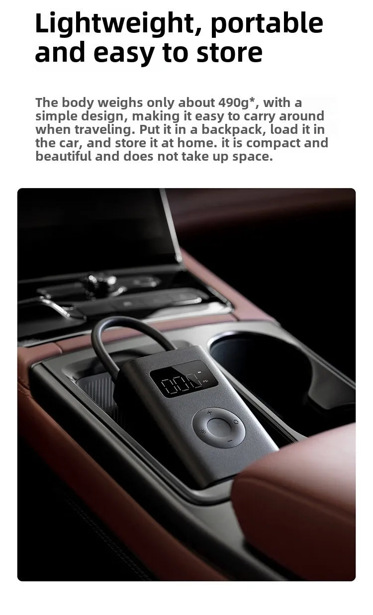 Xiaomi Mijia Air Pump 2 Car Inflator Car Bicycle Inflator Tire Pressure Detection Preset Pressure 150Psi 2000Mah Rechargeable