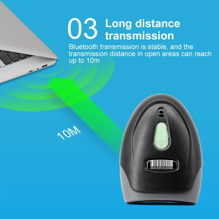 1D/2D Barcode Reader USB Wired/Wireless 2.4G WIFI Bluetooth Handheld Bar Code QR Code Scanner CMOS Image High-speed Decoding