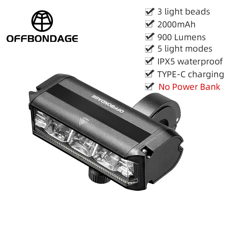 OFFBONDAGE Bicycle Light Front 2600Lumen Bike Light 8000mAh Waterproof Flashlight USB Charging MTB Road Cycling Lamp Accessories