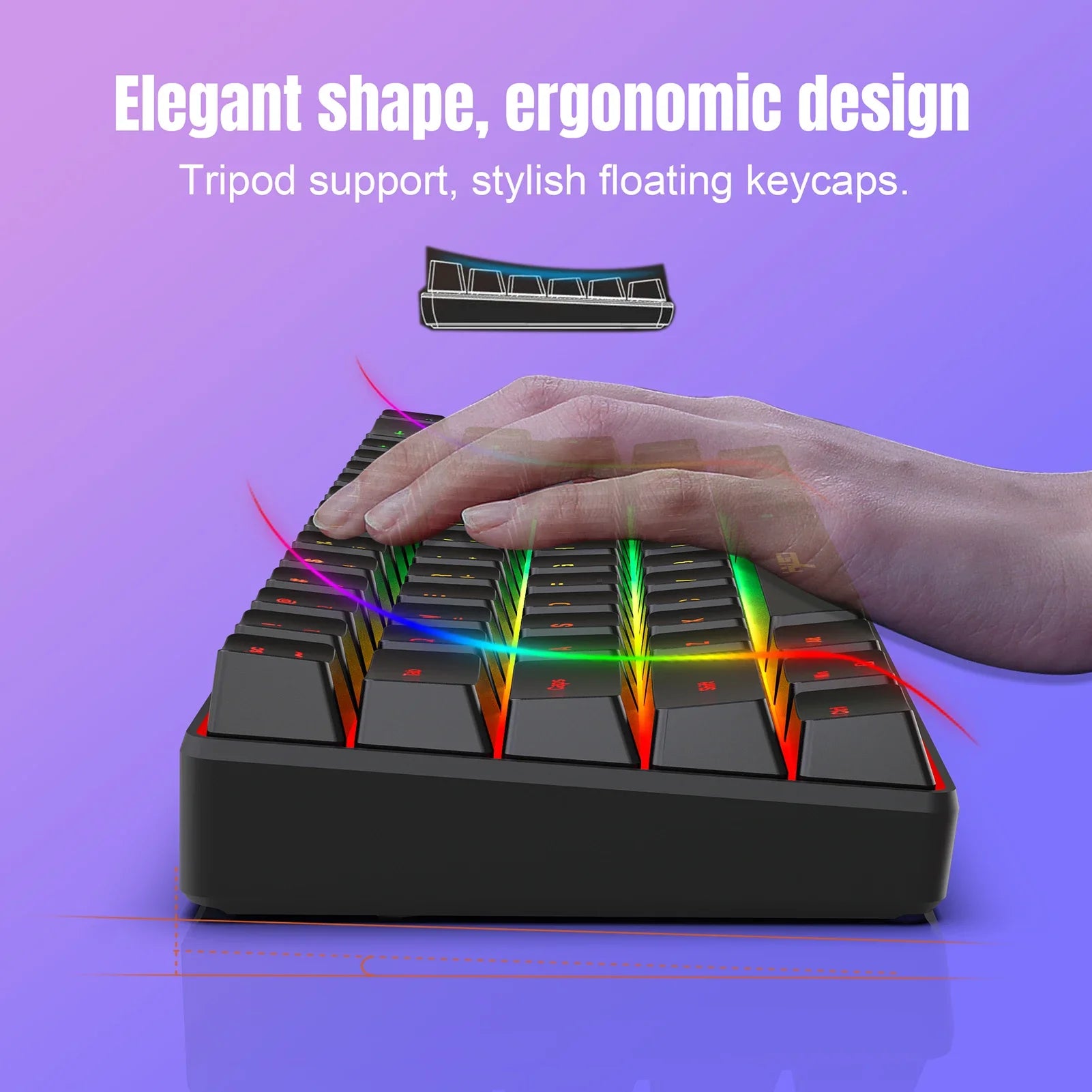 H61K Mechanical k Wired Streamer Mini Gaming Keyboard 19-Key Conflict-Free Membrane Keyboard but Mechanical Feel for Game/Office