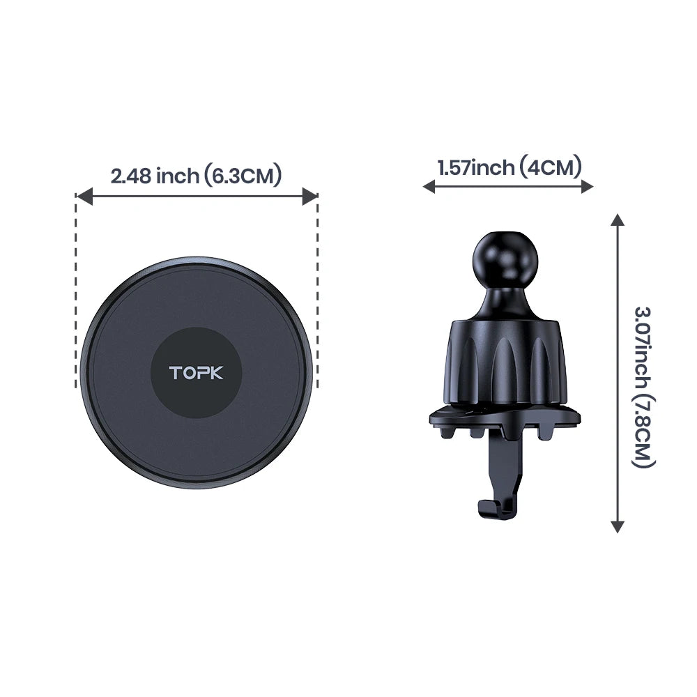TOPK MagSafe Car Phone Holder,Magnetic Car Phone Mount,Air Vent Cell Phone Holder Car for iPhone 15 14 13 Pro Plus Mag Safe Case