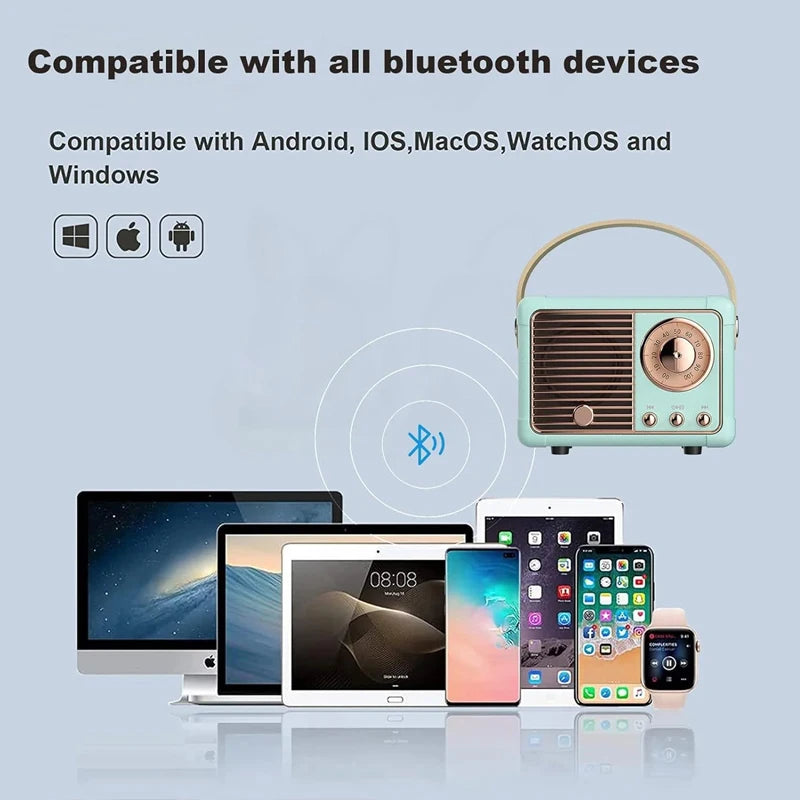 Retro Bluetooth Speaker Small Wireless Bluetooth Speaker Cute Old Fashion Style for Kitchen Desk Bedroom Office Party Outdoor