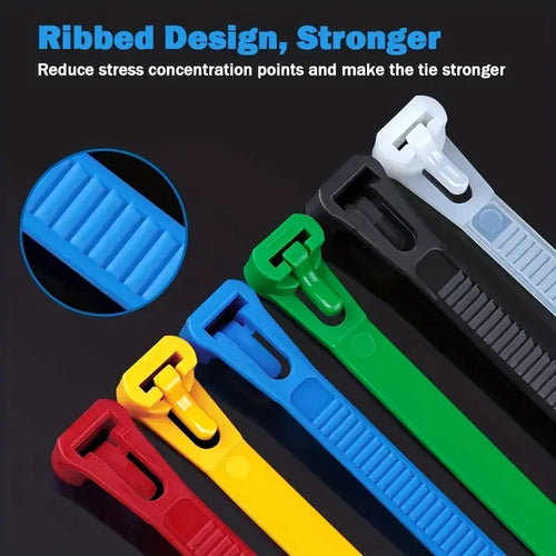 100Pcs Reusable Nylon Cable Ties 3.6x150mm, Lock Loop, Removable, Mixed Colors(Black&White) for Home Office Organization