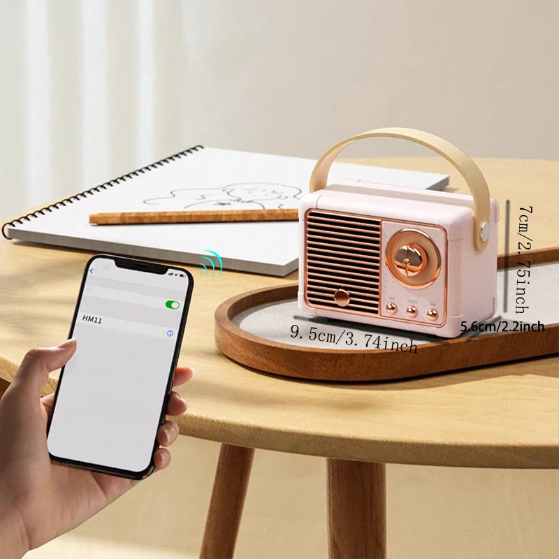 Retro Bluetooth Speaker Small Wireless Bluetooth Speaker Cute Old Fashion Style for Kitchen Desk Bedroom Office Party Outdoor