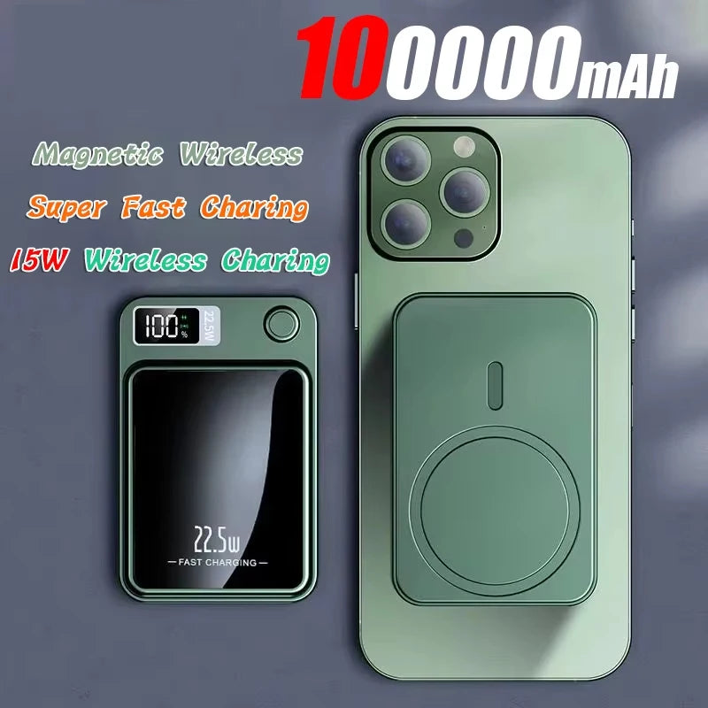 200000mAH Power Bank Magnetic Wireless 22.5W Ultra Capacity Super Fast Charging Magnetic Power Bank For Iphone16 Samsung Xiaomi