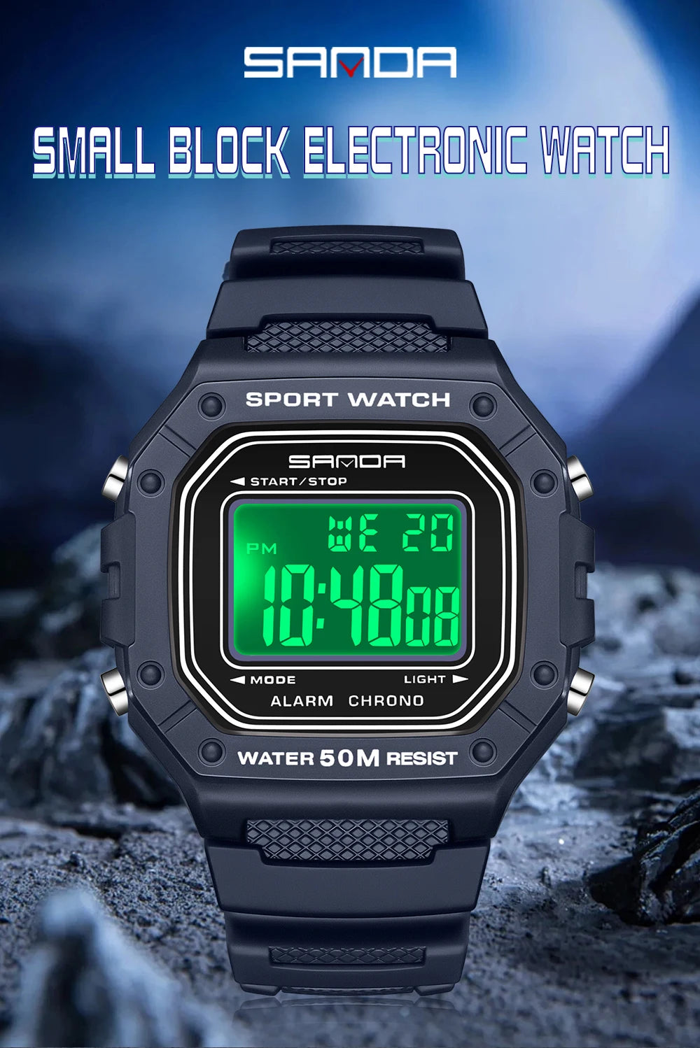 SANDA 2156 Fashion Mens Watch Military Water Resistant Sport Watches Army Big Dial Led Digital Wristwatches Stopwatches For Male
