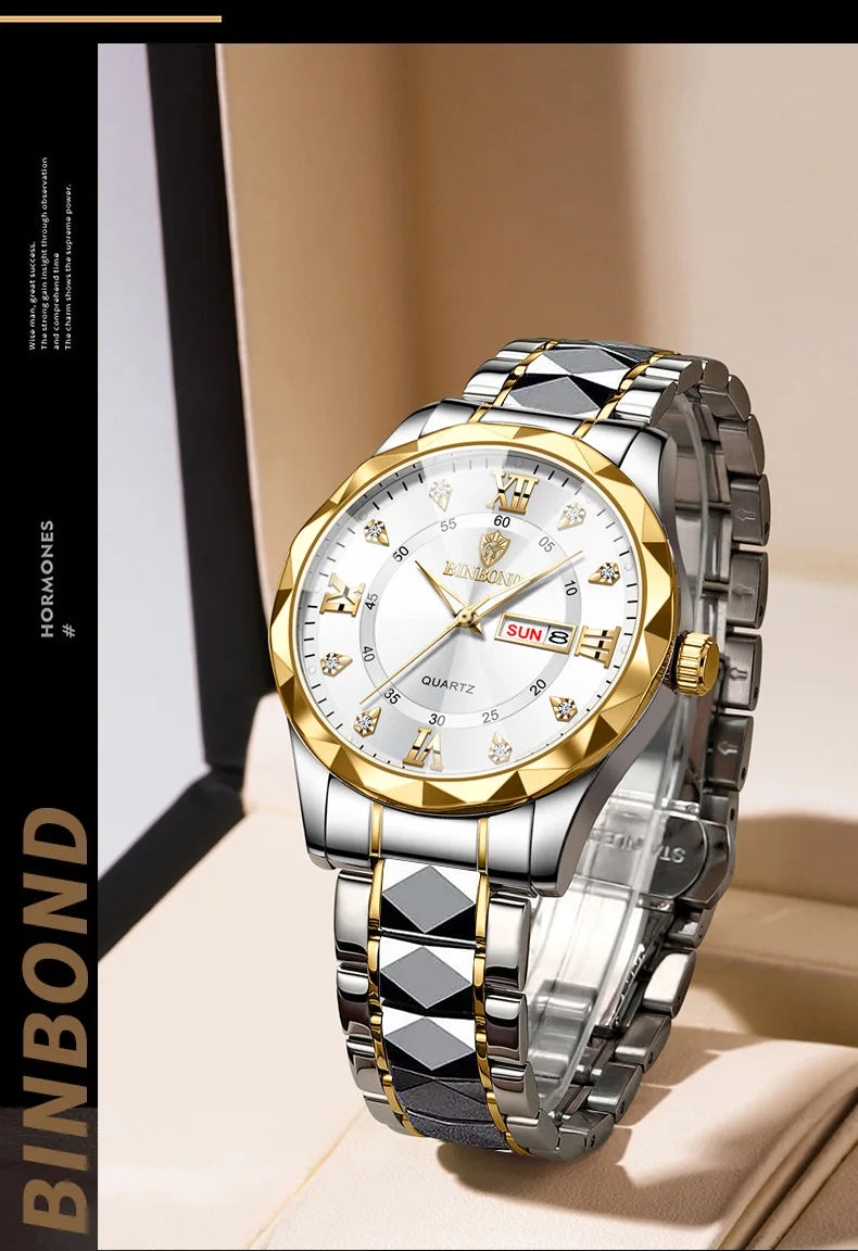 BINBOND Top Brand Luxury Fashion Watch Men Waterproof Week Date Clock Sport Watch Men Quartz Wristwatch Relogio Masculino B2521