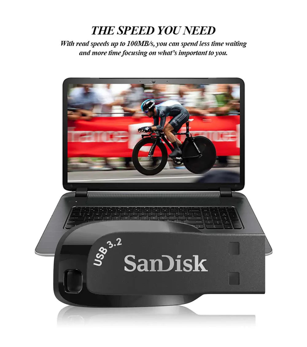 SanDisk USB 3.2 USB Flash Drive 64GB Pen Drive Memory Stick CZ410 Preto U Disco Mini Pendrive