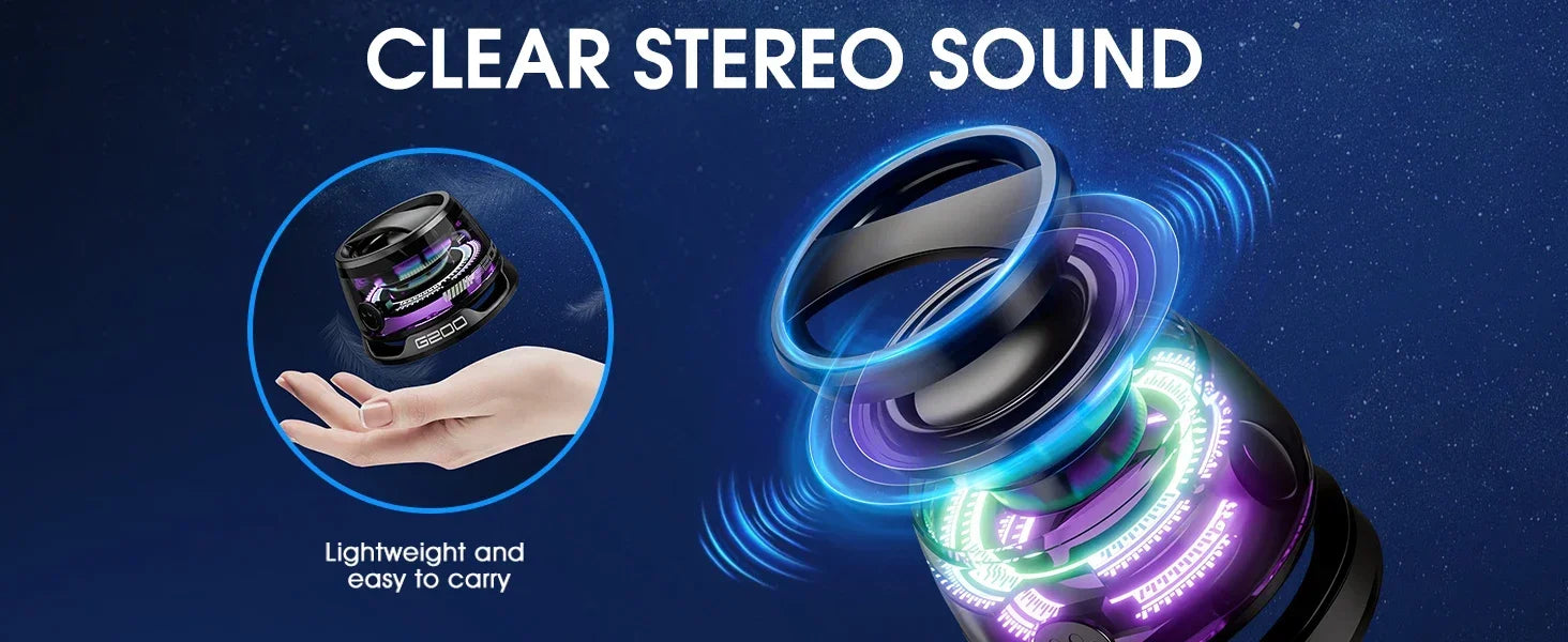 VIKEFON Bluetooth Speaker with Multi-RGB Color Light and Magnetic Phone Holder for Shower Room Bike Car Outdoor Gifts for Teens