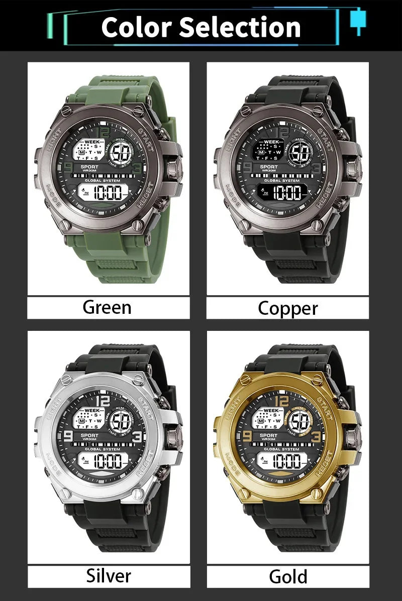 Multifunction Men's Sports Watch Waterproof Luminous Alarm Clock Men LED Digital Watch Large dial Electronic Wristwatch for Man