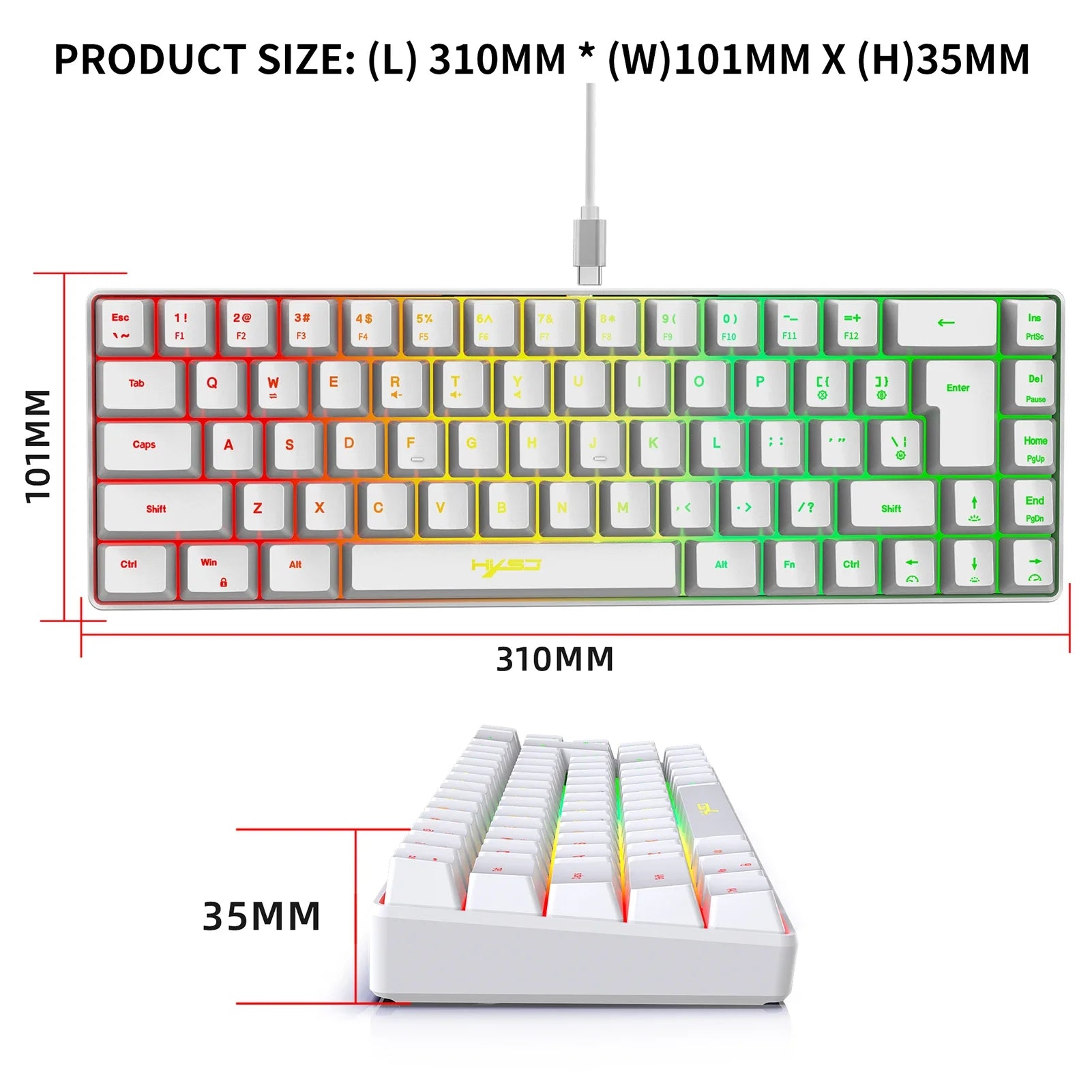 H61K Mechanical k Wired Streamer Mini Gaming Keyboard 19-Key Conflict-Free Membrane Keyboard but Mechanical Feel for Game/Office