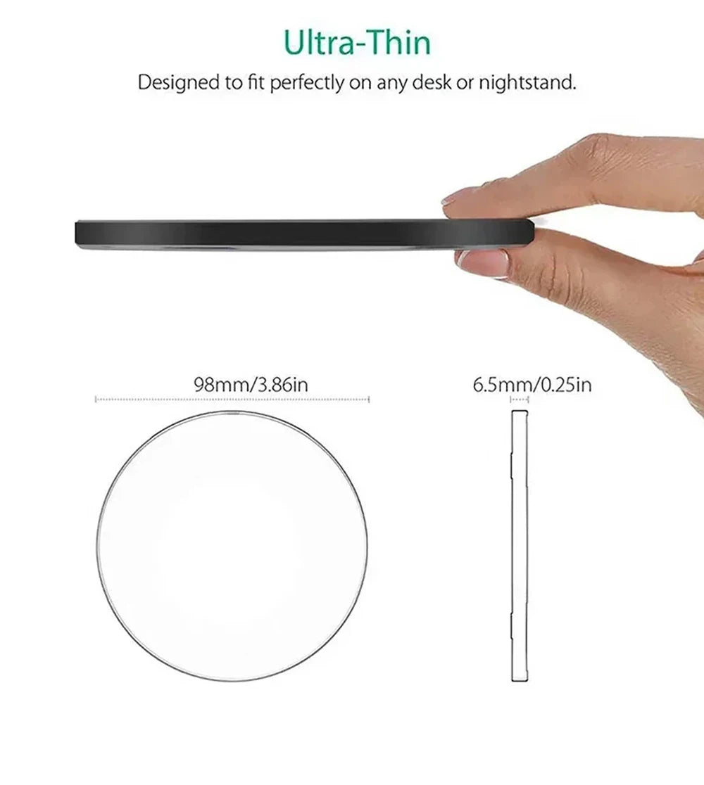 Ultra-Thin Fast Wireless Charger Pad for Samsung Galaxy S24 S23 S22 iPhone 15 14 13 Pro Max Wireless Induction Charging Station