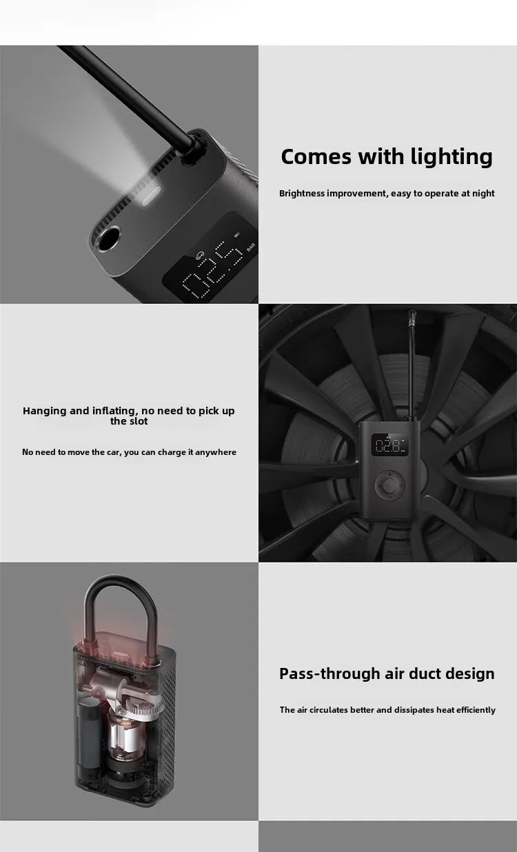 Xiaomi Mijia Air Pump 2 Car Inflator Car Bicycle Inflator Tire Pressure Detection Preset Pressure 150Psi 2000Mah Rechargeable