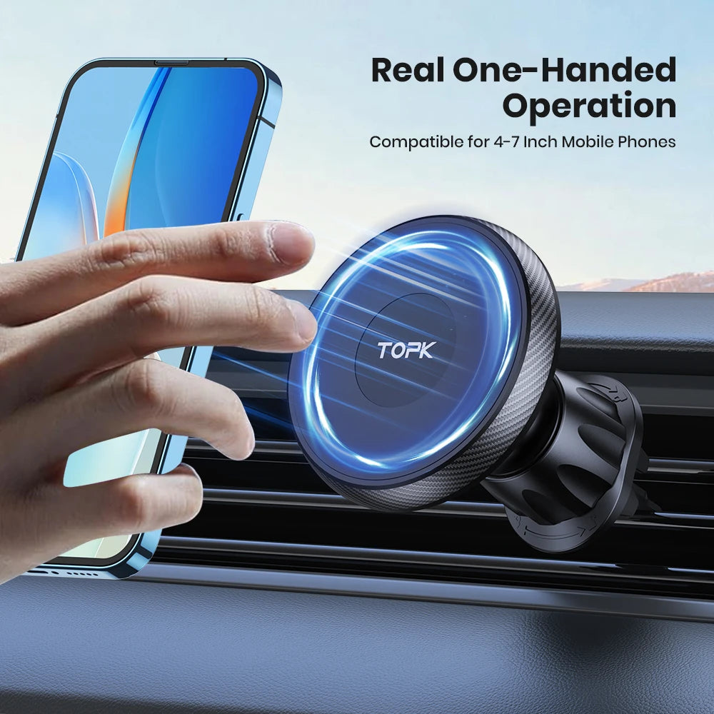 TOPK MagSafe Car Phone Holder,Magnetic Car Phone Mount,Air Vent Cell Phone Holder Car for iPhone 15 14 13 Pro Plus Mag Safe Case