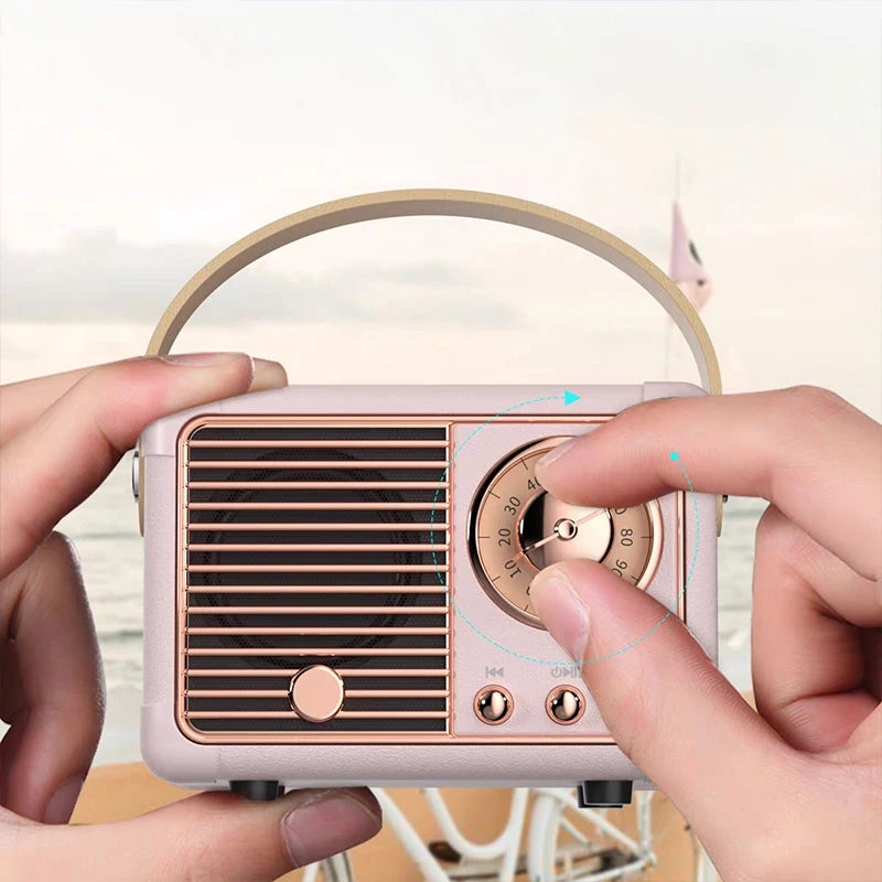 Retro Bluetooth Speaker Small Wireless Bluetooth Speaker Cute Old Fashion Style for Kitchen Desk Bedroom Office Party Outdoor