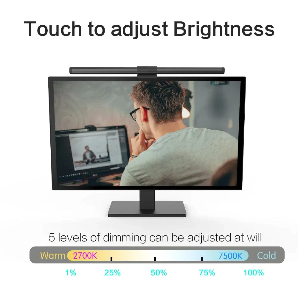 LED Monitor Light Bar Computer Screen Hanging Lights RGB  Atmosphere Table Lamp For Work Study Read Gaming Dimming Lighting 44cm
