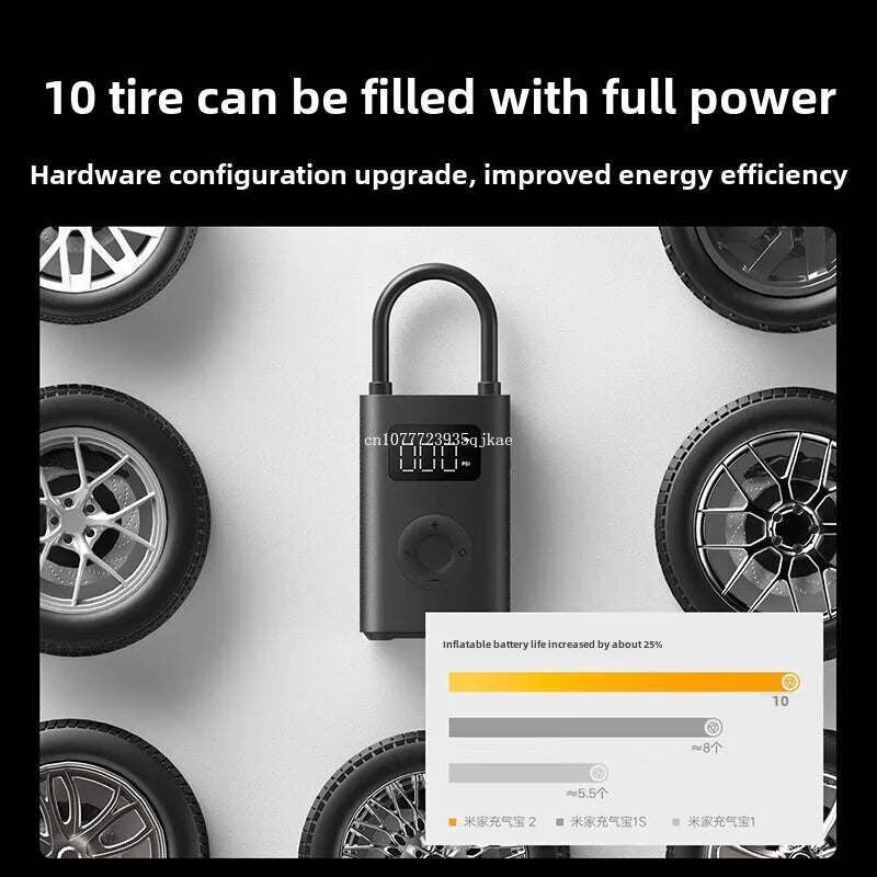 Xiaomi Mijia Air Pump 2 Car Inflator Car Bicycle Inflator Tire Pressure Detection Preset Pressure 150Psi 2000Mah Rechargeable