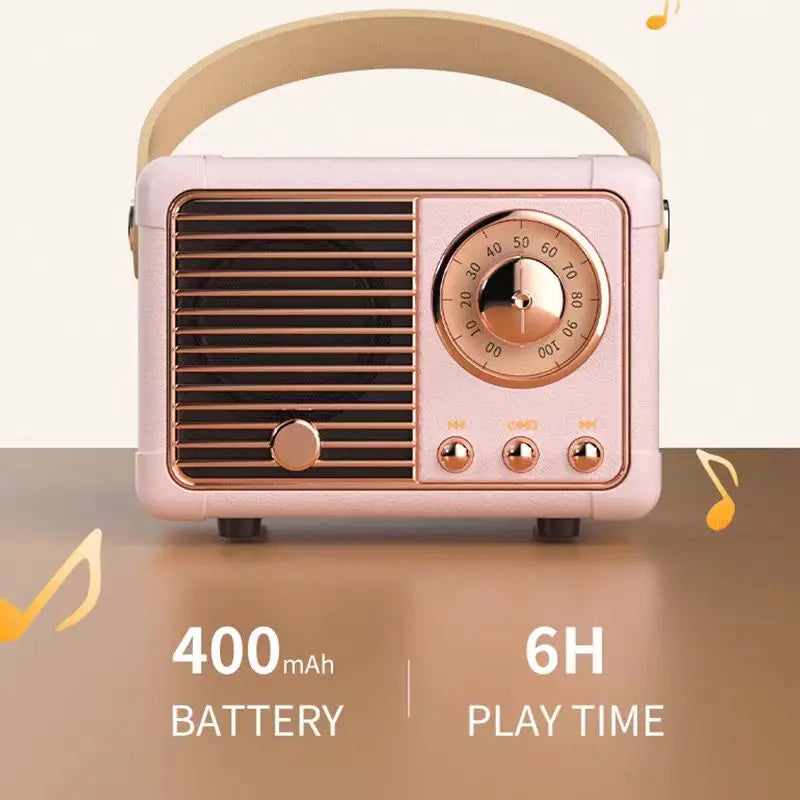 Retro Bluetooth Speaker Small Wireless Bluetooth Speaker Cute Old Fashion Style for Kitchen Desk Bedroom Office Party Outdoor