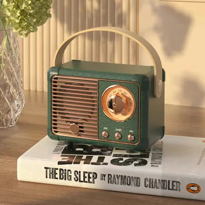 Retro Bluetooth Speaker Small Wireless Bluetooth Speaker Cute Old Fashion Style for Kitchen Desk Bedroom Office Party Outdoor