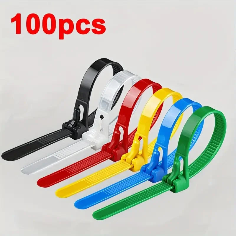 100Pcs Reusable Nylon Cable Ties 3.6x150mm, Lock Loop, Removable, Mixed Colors(Black&White) for Home Office Organization